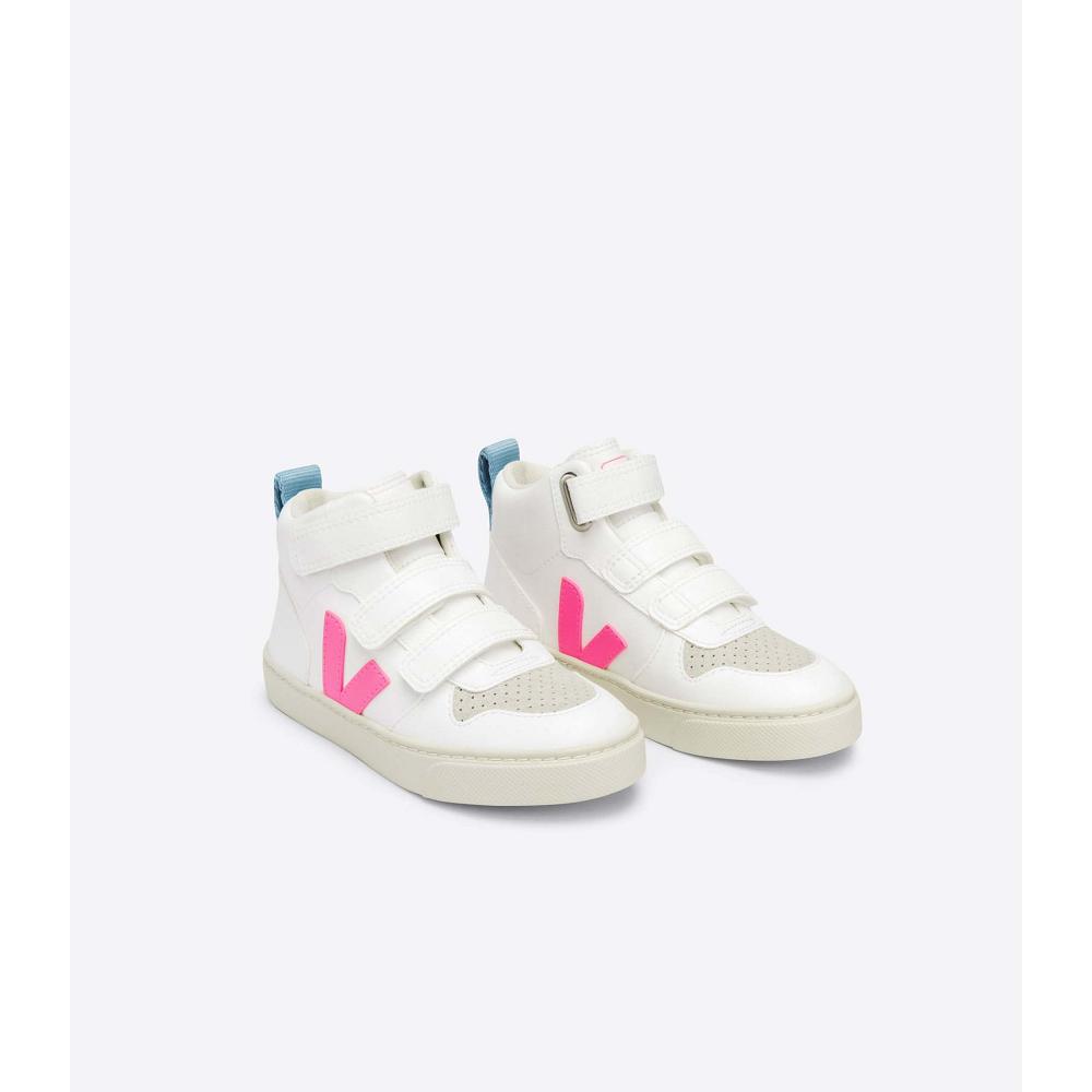 Veja V-10 MID CWL Kids' High Tops White/Blue/Pink | NZ 706OKI